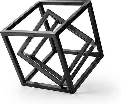 DreamsEden Small Geometric Sculpture, Metal Cube Decorative Ornaments Modern Home Decor Accent