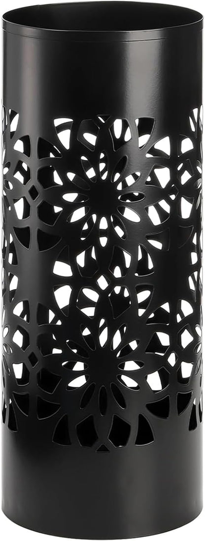 Bekith Metal Umbrella Holder, Free Standing Umbrella Stand for Entryway, Canes Walking Sticks Holder for Home, Office, 6.7" x 6.7" x 16.5", Round, Black