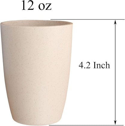Wheat Straw Reusable Cup (12 oz) - Unbreakable Drinking Glasses Sets for Home Outdoor - Dishwasher Safe Tumbler - BPA Free and Eco friendly (10Pcs/5Color)