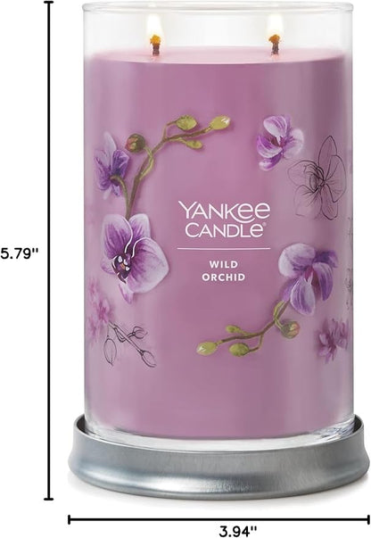 Yankee Candle Large Tumbler Scented Candle with up to 80 Hour Burn Time, Premium Plant Wax Blend for Consistent Burn, 20 oz Tumbler Candle with Room Filling Fragrance, Wild Orchid