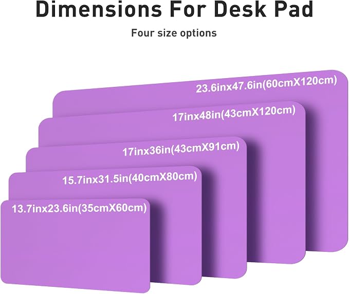 Aothia Faux Leather Desk Mat – Large Mouse Pad, Non-Slip PU Leather Blotter, Waterproof Writing Surface for Office and Home (Iris Violet, 47.2" x 23.6")