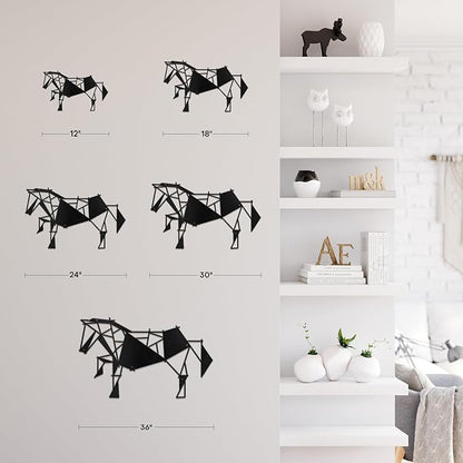 SIGNLEADER Metal Wall Art Decor Galloping Horse Modern Abstract Wall Sculpture Hangings Home Decoration for Living Room, Bedroom, Bathroom, Kitchen, Outdoor - 12" Black