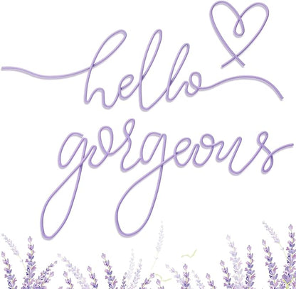 Hicarer Hello Gorgeous Metal Wall Art Decor Minimalist Decoration Metal Hello Gorgeous Decorative Sign for Living Room Office Bedroom Hotel Home Wall Decoration(Purple,Classic Style)