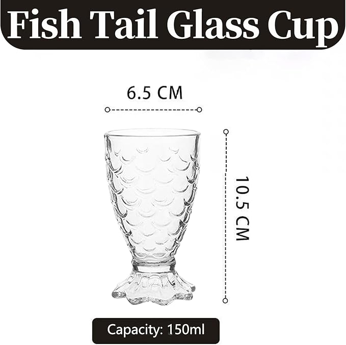 6 Pack Cocktail Glasses, Unique Mermaid Glass Decorative Cup Drinking Glasses Suitable for Cocktail, Wine, Juice, Water, Milk, Dishwasher safe