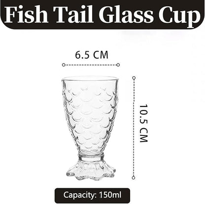 6 Pack Cocktail Glasses, Unique Mermaid Glass Decorative Cup Drinking Glasses Suitable for Cocktail, Wine, Juice, Water, Milk, Dishwasher safe