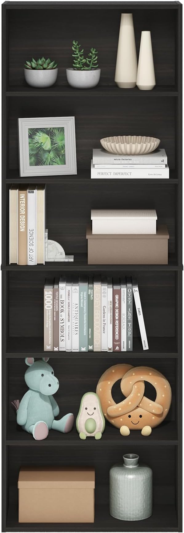 Furinno Jaya Simply Home Free Standing 6-Tier Open Storage Bookcase, Espresso