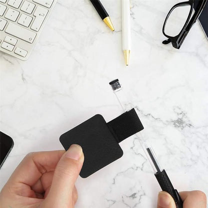 SLSON 12 Pack Notebook Pen Loop Holder Self-Adhesive Pen Holder Pencil Holders Elastic Loop Designed for Notebooks Journals Calendars (Black)