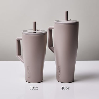 BrüMate Era 40 oz Tumbler with Handle and Straw | 100% Leakproof Insulated Water Bottle Tumbler with Lid and Flexible SoftSip Straw | Made of Stainless Steel | Cup Holder Friendly | 40oz (Dune)