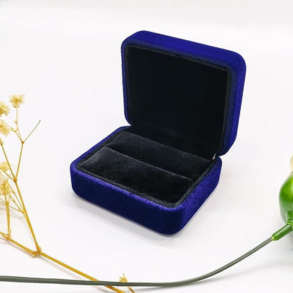 GBYAN 2 Pieces Velvet Ring Box, Jewelry Display Gift Box, Ring Case for Proposal,Engagement, Wedding,Blue
