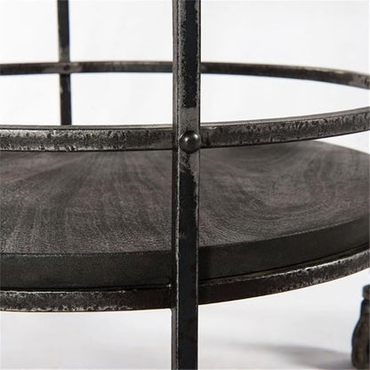 Pemberly Row Bar Cart in Transitional Gray Finish on Solid Wood with Iron Frame