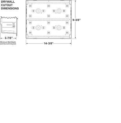 Legrand - OnQ Cable Management, In-Wall Media Box, Dual Purpose Structured Wiring Enclosure, TV Home Theater Recessed Storage Box, 9 Inch, white ENP0900-NA