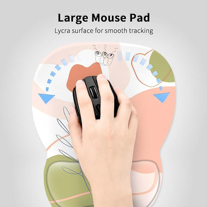 EooCoo Ergonomic Mouse Pad with Wrist Support, Mousepad with Memory Foam Wrist Rest and Non-Slip Base for Computer, Cafe, Home & Office, 9.64 x 8.26 in Office Desk Accessories
