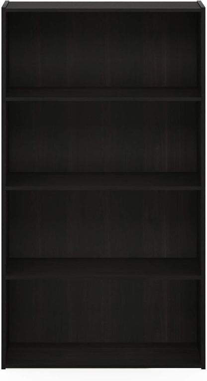 Furinno PASIR Book Shelf, 4-Tier Bookshelf, Bookcase with Open Shelf, 9.4 x 23.6 x 41.7, for Living Room, Bedroom, Home Office, Espresso