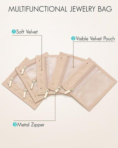 Vlando Jewelry Box for Girls Women,5 Pcs Jewelry Bags,Display Portability Jewelry Storage for Gem Diamond Necklaces Rings Earrings Bracelets(Small