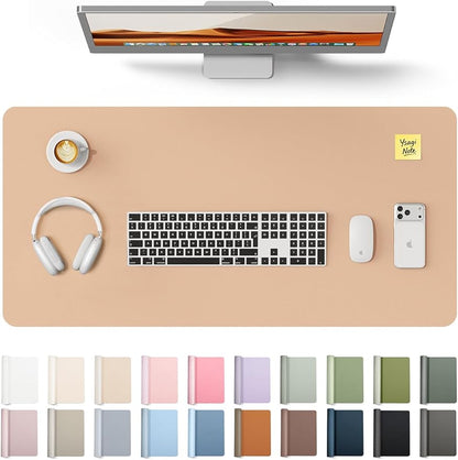 YSAGi Leather Desk Protector, Office Mat, Large Mouse Mat, Non-Slip PU Leather Blotter, Laptop Desk Pad, Waterproof Writing Pad for Office and Home (Latte, 31.5" x 15.8")