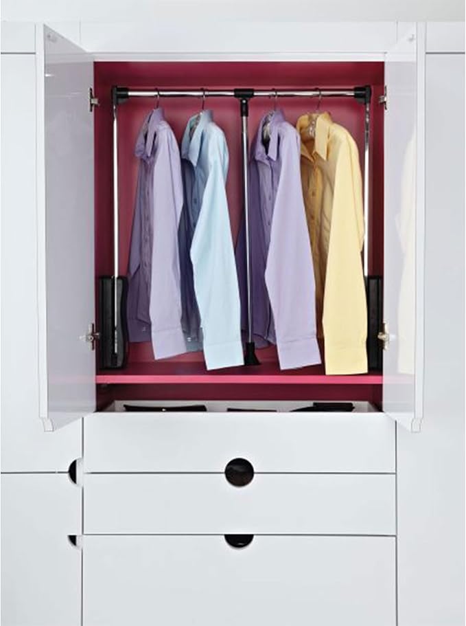 Rev-A-Shelf CPDR-2635 26 to 35 Inch Adjustable Side Mounted Pull Down Closet Rod with Telescoping Handle and Mounting Hardware, Chrome