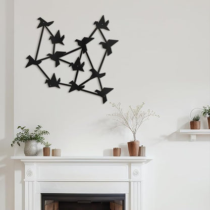 SIGNLEADER Metal Wall Art Decor Free Birds Modern Abstract Wall Sculpture Hangings Home Decoration for Living Room, Bedroom, Bathroom, Kitchen, Outdoor - 30" Black
