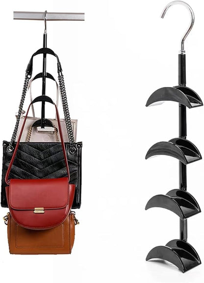 Purse Organizer Purse Organizer for Closet Purse Hanger-360 °Rotation,Curved Design, No Fear of Deformation of The Bag Strap，Premium and Smooth Purse Hook (Black 1 Piece)