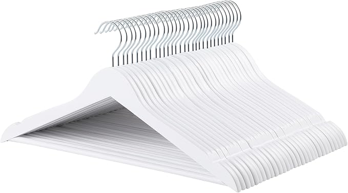 Amazon Basics Wood Suit Clothes Hangers, 30-Pack, White