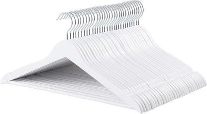 Amazon Basics Wood Suit Clothes Hangers, 30-Pack, White