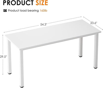 Need 54.3 Inch Large Computer Desk, Modern Simple Style Desk for Home Office, Basic Writing Table for Study Student, White