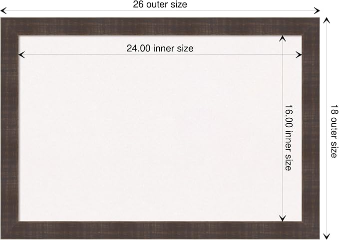 Amanti Art White Cork Board for Wall, 18x26 Vision Board with Brown Wood Frame, Medium Corkboard Office Decor for Home Organization, Rustic Farmhouse Corkboard Pinboard to display items for home