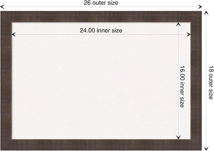 Amanti Art White Cork Board for Wall, 18x26 Vision Board with Brown Wood Frame, Medium Corkboard Office Decor for Home Organization, Rustic Farmhouse Corkboard Pinboard to display items for home