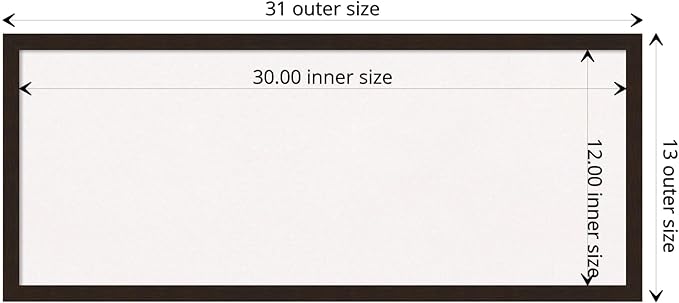 Amanti Art White Cork Board for Wall, 13x31 Vision Board with Brown Wood Frame, Medium Corkboard Office Decor for Home Organization, Rustic Farmhouse Corkboard Pinboard to display items for home