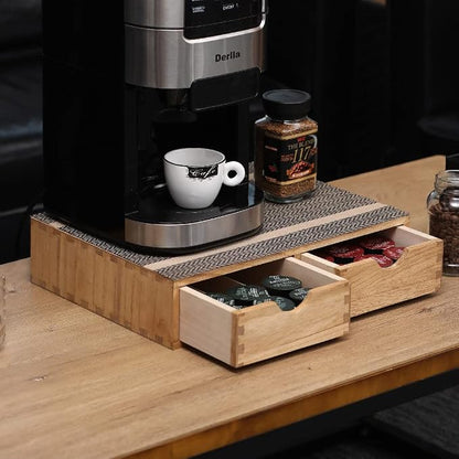 DDYURI Storage Drawer Holder for Capsules Coffee Pod K-cup Organizer /2 Drawers for Counter Organization for Kitchen Utensil Storage Home Decor Office Supplies- Coffee Brewer Accessories Wood 1D2C-LT