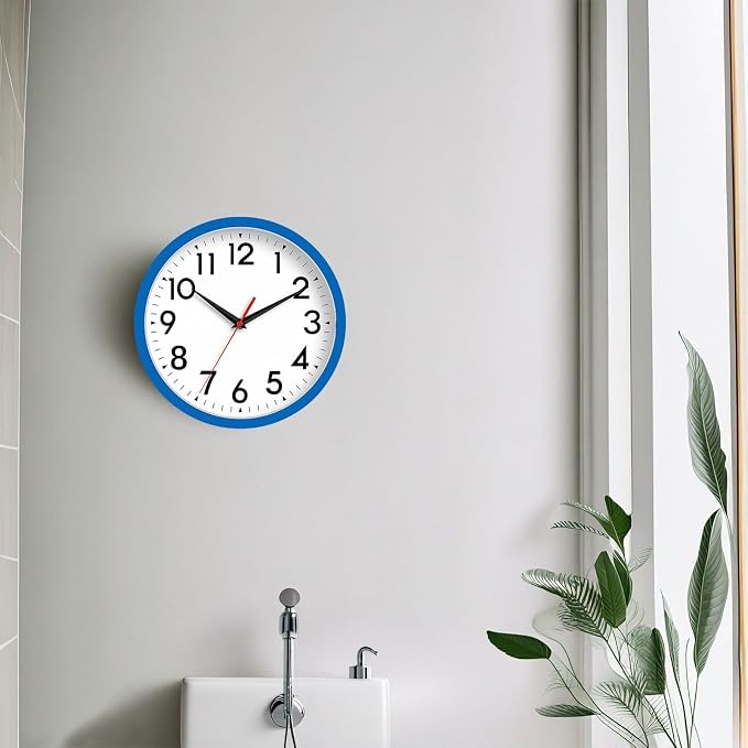 DAXSMY Wall Clock Small Analog 8 Inch Silent Non Ticking Battery Operated Modern Simple Decorative for Kitchen Office Bedroom Bathroom Living Room(Blue)