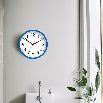 DAXSMY Wall Clock Small Analog 8 Inch Silent Non Ticking Battery Operated Modern Simple Decorative for Kitchen Office Bedroom Bathroom Living Room(Blue)