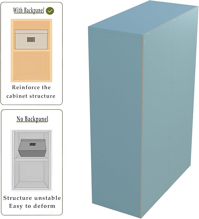 OSCHF 6-Cube Storage Shelf Bookcase - Wooden 3-Tier Floor Standing Open Bookshelf for Home and Office, Display Cabinet, Light Blue
