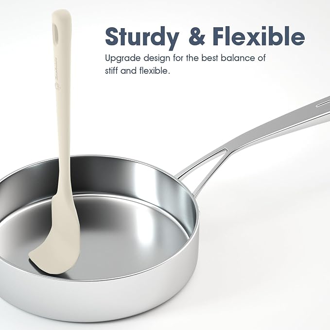 ChefAide 5 Pieces Silicone Spatula Set, Food Grade Rubber Spatula, Upgrade Strong Handle with Ergonomic Grip, Heat Resistant Up to 600°F for Nonstick Cookware, Cooking