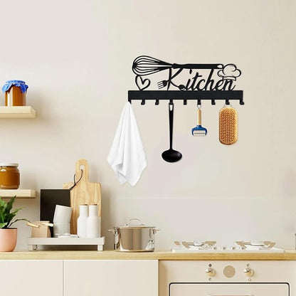 Metal Key Holder, Wall Mounted Key Hooks, Key Holder for Wall, Key Organizer Rack with 9 Hooks, Key Hanger Decor for Kitchen, Entryway, Hallway, Bedroom, Doorway (Kitchen 14IN)
