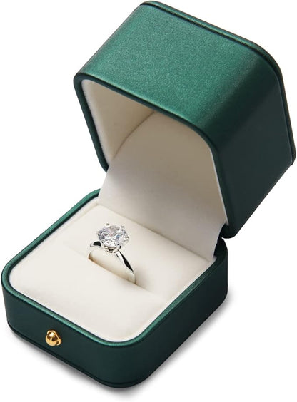 Oirlv Gorgeous Blackish Green Ring Box Premium Leather Ring Bearer Box for Wedding,Proposal Jewelry Gift Case