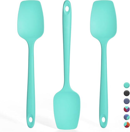Ironberry Silicone Spoonula Set: 600ºF Heat Resistant Food Grade Cooking Baking Utensils, Kitchen Flexible Nonstick Rubber Pan Spoon Spatula for Mixing, Scrambling, Scooping (3 Pieces, Aqua Sky)