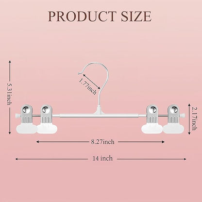 14Inch Clothes Pants Hangers with Wide Clips 20 Pack,Non-Slip Adjustable Skirt Hanger for Women,Space-Saving Heavy Duty Men Hangers for Pants,Trousers,Jeans,Shorts,White