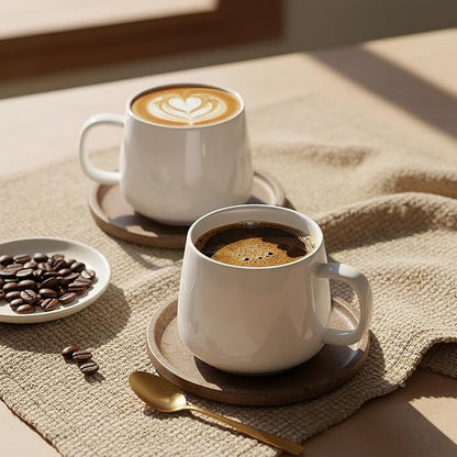 Teocera Coffee Mugs Set of 6-12oz Chip-Resistant Ceramic Cups with Ergonomic Handle | Dishwasher & Microwave Safe White Mugs | Keeps Beverage Hot, Perfect for Family Kitchen & Holiday Gifts