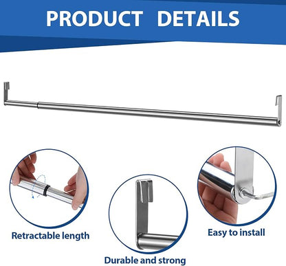 Threehoney Expandable Closet Rod for Wire Shelf Hanging Clothes Adjustable Heavy Duty Closet Hanging Rod Extender Heavy Duty Hanger Bar Metal Poles for Wardrobes Hanger, 1 Pack(36-60 Inch,Silver)