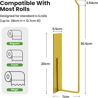 Gold Paper Towel Holder, Magnetic Paper Towel Holder for Fridge, Toilet Paper Roll Holder Magnet Towel Rack Wall Mount Fridge Organizer for Paper Towels Rolls Bathroom Pantry RV Kitchen Storage Golden
