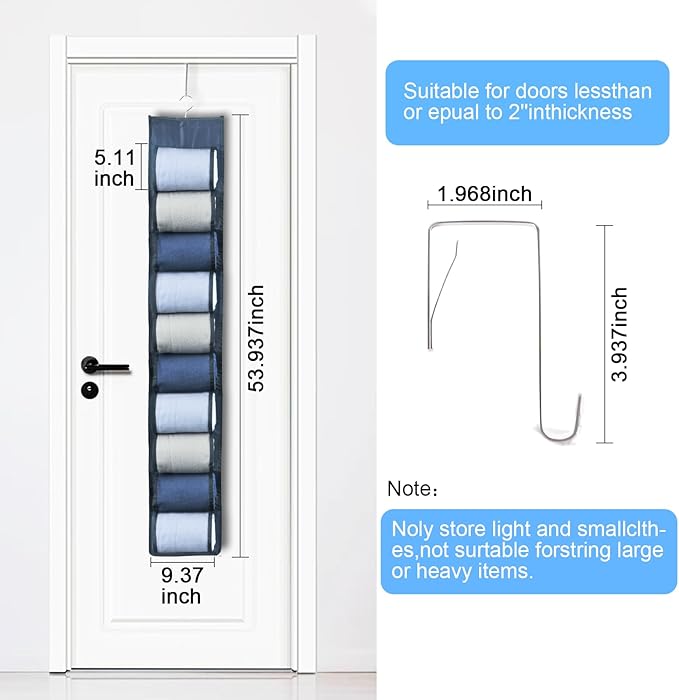 2-Pack Hanging Legging Organizer - Legging Storage Organizer, Legging Organizer for Closet, Hanging Closet Organizer, Install Behind The Door, Wardrobe Hanger 20 Pockets Clothes Storage (Grey)