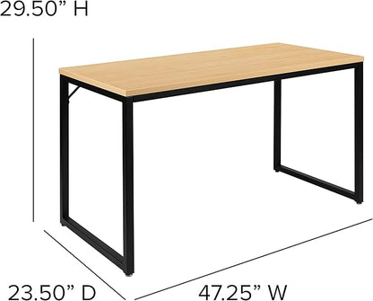 EMMA + OLIVER Industrial Modern Desk-47 L Commercial Grade Home Office Desk-Maple/Black