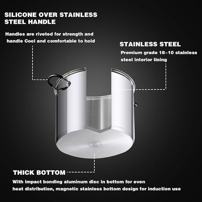 Cook N Home Professional 5 Quart Stainless Steel Stock Pot with Lid | Induction Cookware for Soup, Oven Safe, Dishwasher Safe