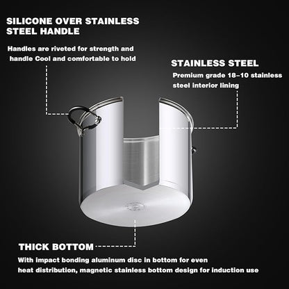 Cook N Home Professional 3 Quart Stainless Steel Stock Pot with Lid | Induction Cookware for Soup, Canning,Oven Safe, Dishwasher Safe
