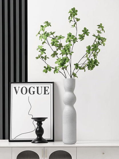 Tall Skinny Vase 15 Inch Thin Vases, Handmade Ceramic Flower Vase Modern Minimalist Style for Living Room, Home, Office, Centerpiece,Table, Wedding Party (White