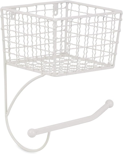 DII Rustic Farmhouse Bathroom Décor, Metal Storage, Toilet Paper Holder, Antique White