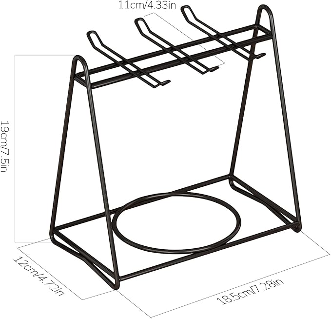 Tea Cups and Saucers Holder,Black Metal Coffee Cup Tea Cups Rack,Organizer for Coffee Cup Spoon and Saucers