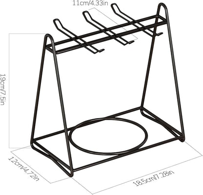 Tea Cups and Saucers Holder,Black Metal Coffee Cup Tea Cups Rack,Organizer for Coffee Cup Spoon and Saucers