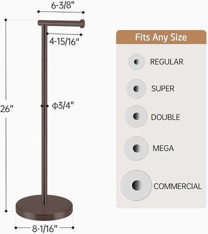 KES Bronze Toilet Paper Holder Stand 26" H, Toilet Roll Holder Free Standing with Heavy Weighted Base, 18/8 Stainless Steel, BPH283S66-BB