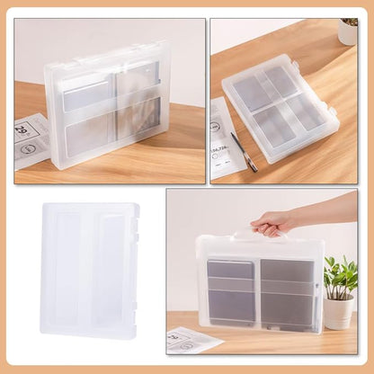 Hemoton Portable Multi-function Document Organizer Box with Buckle Lock Transparent Household File Case for Office and Home Storage Project File Holder for Papers and Magazines
